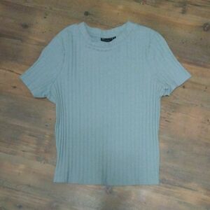 ASOS Ribbed Short Sleeve Tee - Light Mint Green